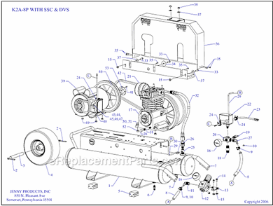 Page A Diagram and Parts List for K2A-8P-SSC-DVS  Jenny Compressor