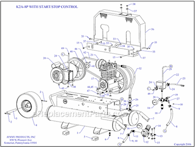 Page A Diagram and Parts List for K2A-8P-SSC  Jenny Compressor