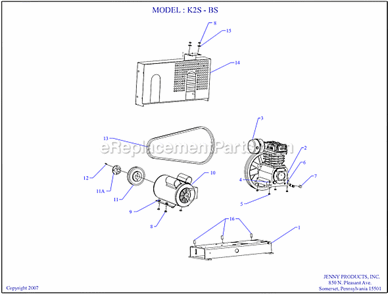 Page A Diagram and Parts List for K2S-BS  Jenny Compressor