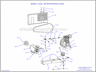 Page A Diagram and Parts List for K34S-BS ACGK Jenny Compressor