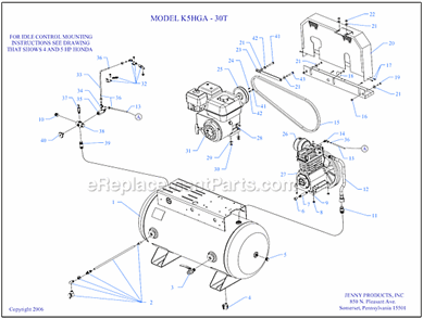 Page A Diagram and Parts List for K5HGA-30T  Jenny Compressor