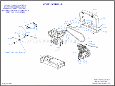 Page A Diagram and Parts List for K5HGA-B  Jenny Compressor