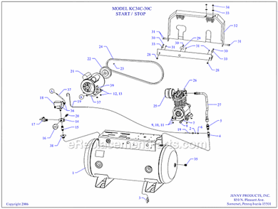 Page A Diagram and Parts List for KC34C-30C  Jenny Compressor