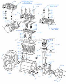 Part Location Diagram of 220-1009 Jenny Crankcase-K Pump