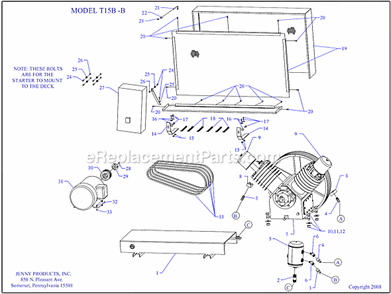 Part Location Diagram of 421-1605 Jenny Pump-Cmprsr
