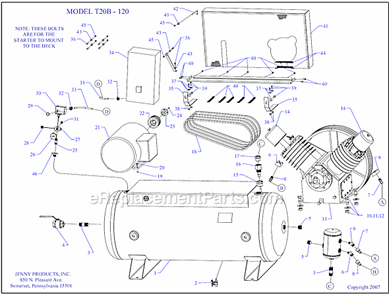 Page A Diagram and Parts List for T20B-120  Jenny Compressor