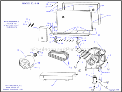 Part Location Diagram of 130-1040 Jenny Motor-25Hp