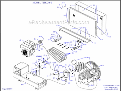 Page A Diagram and Parts List for T25KGB-B  Jenny Compressor