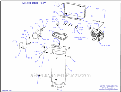 Part Location Diagram of 230-1133 Jenny Brkt Beltguard U Electric