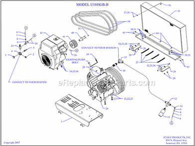 Page A Diagram and Parts List for U18HGB-B  Jenny Compressor
