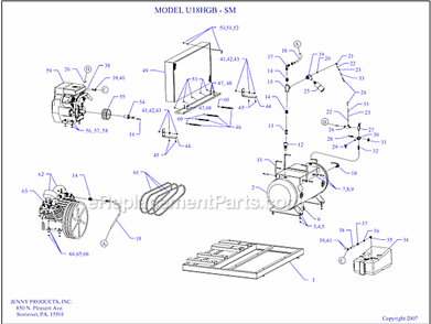 Page A Diagram and Parts List for U18HGB-SM  Jenny Compressor