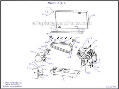 Page A Diagram and Parts List for U75B-B  Jenny Compressor
