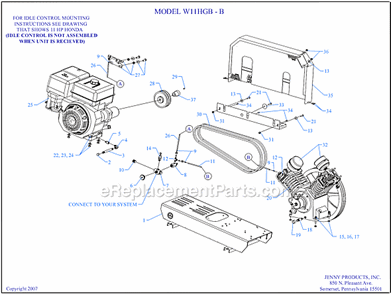 Page A Diagram and Parts List for W11HGB-B  Jenny Compressor