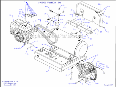 Page A Diagram and Parts List for W11HGB-SM  Jenny Compressor