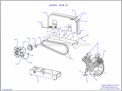 Page A Diagram and Parts List for W3B-B  Jenny Compressor