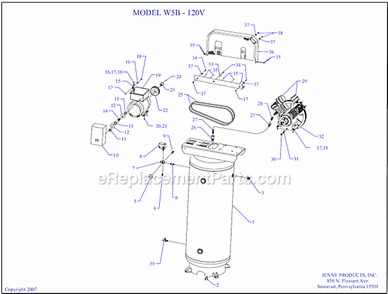 Page A Diagram and Parts List for W5B-120V  Jenny Compressor