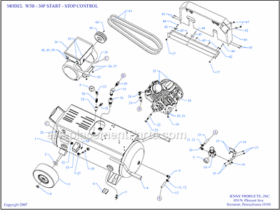 Page A Diagram and Parts List for W5B-30P-SSC  Jenny Compressor