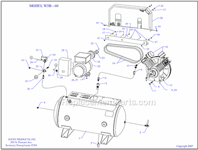 Page A Diagram and Parts List for W5B-60  Jenny Compressor