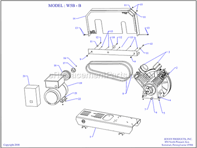 Page A Diagram and Parts List for W5B-B  Jenny Compressor