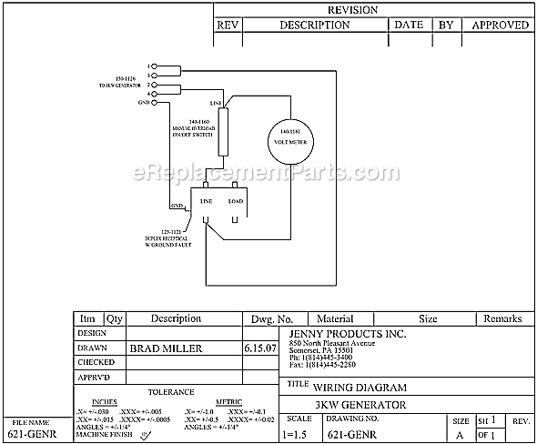 Page B Diagram and Parts List for K11HGA-17P-3000W  Jenny Compressor