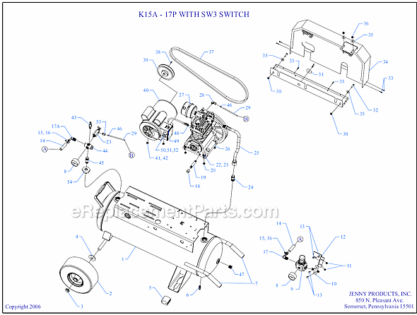 Page A Diagram and Parts List for K15A-17P-CRC-SW3  Jenny Compressor