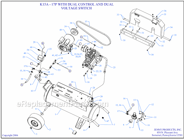 Page A Diagram and Parts List for K15A-17P-DCS-DVS  Jenny Compressor