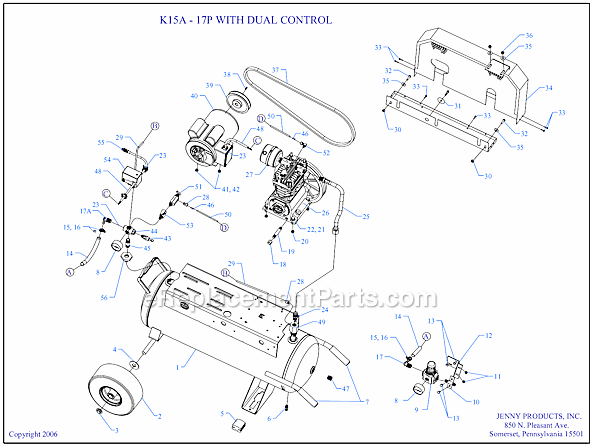 Page A Diagram and Parts List for K15A-17P-DCS  Jenny Compressor