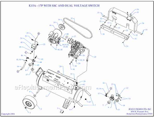 Page A Diagram and Parts List for K15A-17P-SSC-DVS  Jenny Compressor