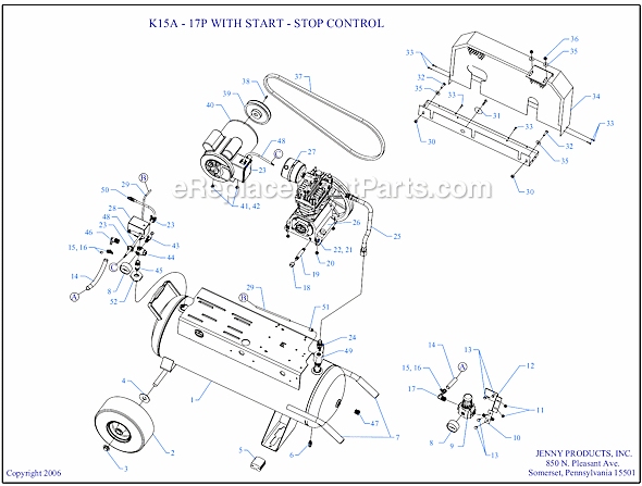 Page A Diagram and Parts List for K15A-17P-SSC  Jenny Compressor