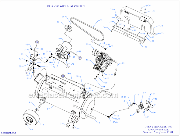 Page A Diagram and Parts List for K15A-30P-DCS  Jenny Compressor