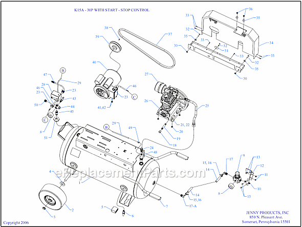 Page A Diagram and Parts List for K15A-30P-SSC  Jenny Compressor