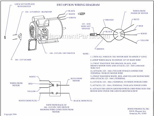 Page B Diagram and Parts List for K1A-17P-CRC-SW3  Jenny Compressor
