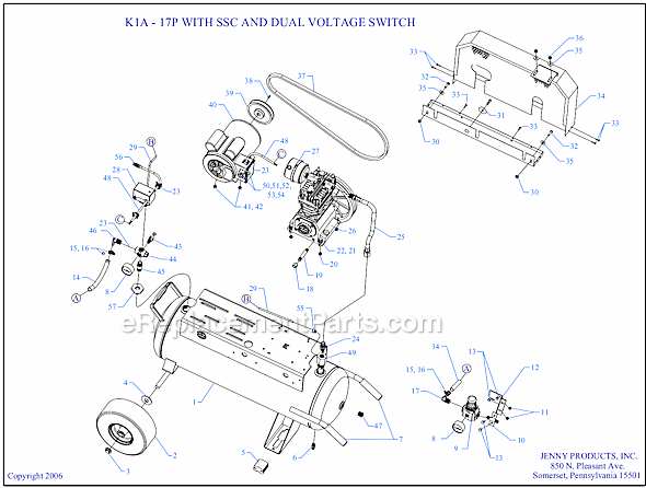 Page A Diagram and Parts List for K1A-17P-SSC-DVS  Jenny Compressor
