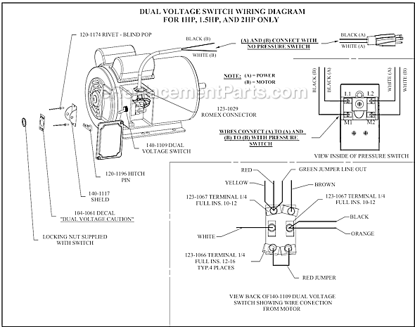 Page B Diagram and Parts List for K1A-17P-SSC-DVS  Jenny Compressor
