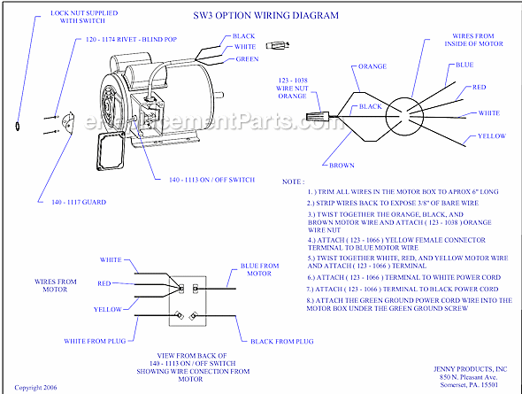 Page B Diagram and Parts List for K1A-8P-CRC-SW3  Jenny Compressor