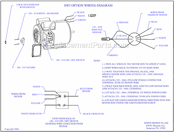 Page B Diagram and Parts List for K2A-17P-CRC-SW3  Jenny Compressor