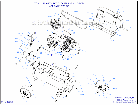 Page A Diagram and Parts List for K2A-17P-DCS-DVS  Jenny Compressor