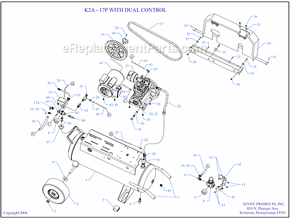 Page A Diagram and Parts List for K2A-17P-DCS  Jenny Compressor