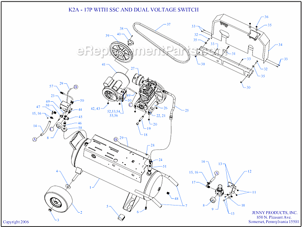Page A Diagram and Parts List for K2A-17P-SSC-DVS  Jenny Compressor