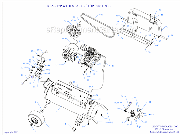 Page A Diagram and Parts List for K2A-17P-SSC  Jenny Compressor