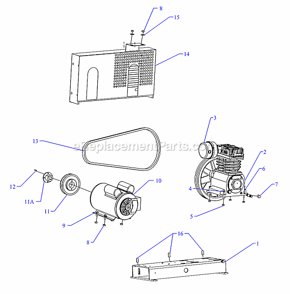 Page A Diagram and Parts List for K2A-B  Jenny Compressor