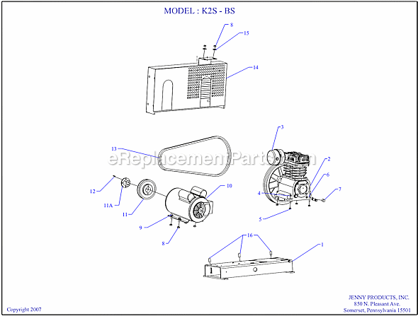 Page A Diagram and Parts List for K2S-BS  Jenny Compressor