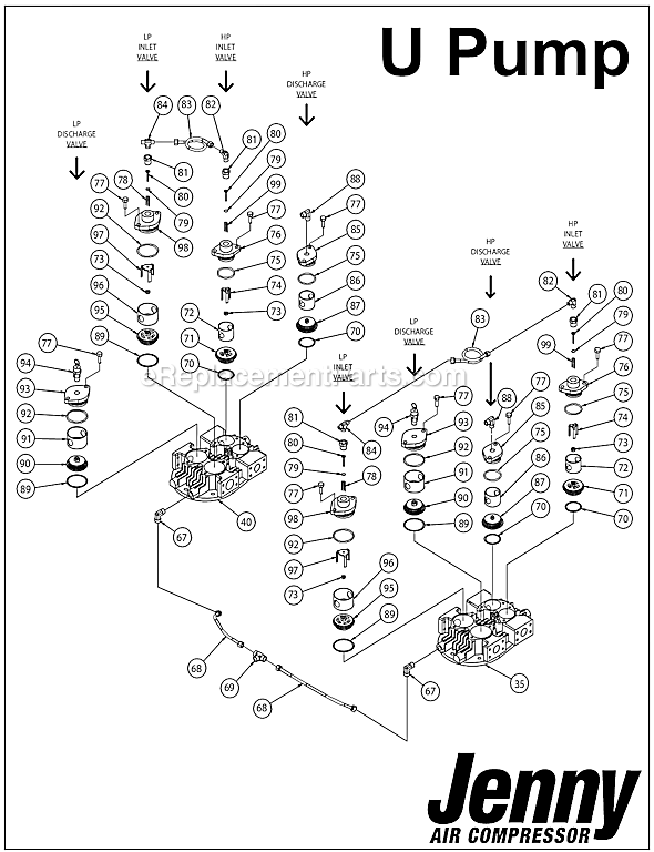 Page B Diagram and Parts List for U Series Jenny Compressor