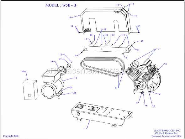 Page A Diagram and Parts List for W5B-B  Jenny Compressor