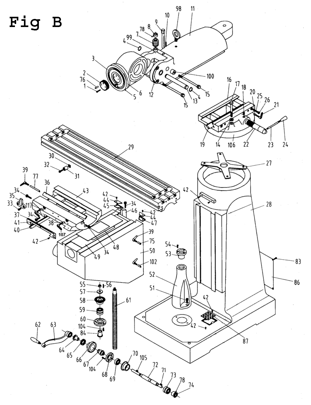 Fig-3 Diagram and Parts List for JTM-2 690072 Jet Mill