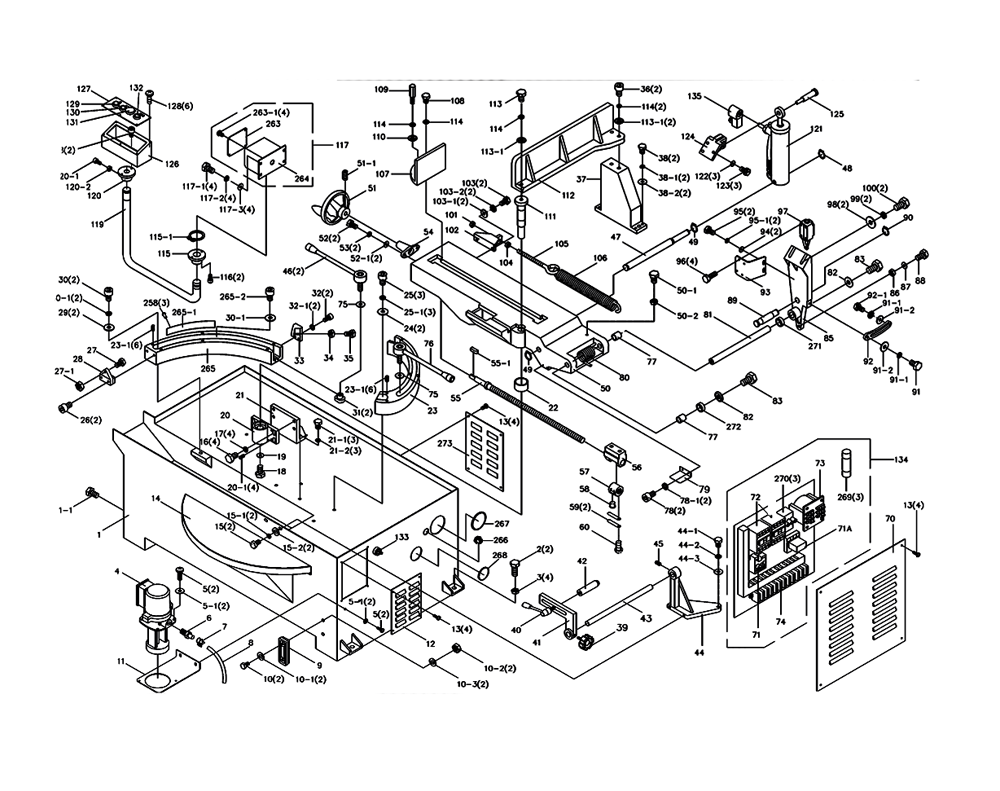 Fig-0 Diagram and Parts List for 414475  Jet Table Saw