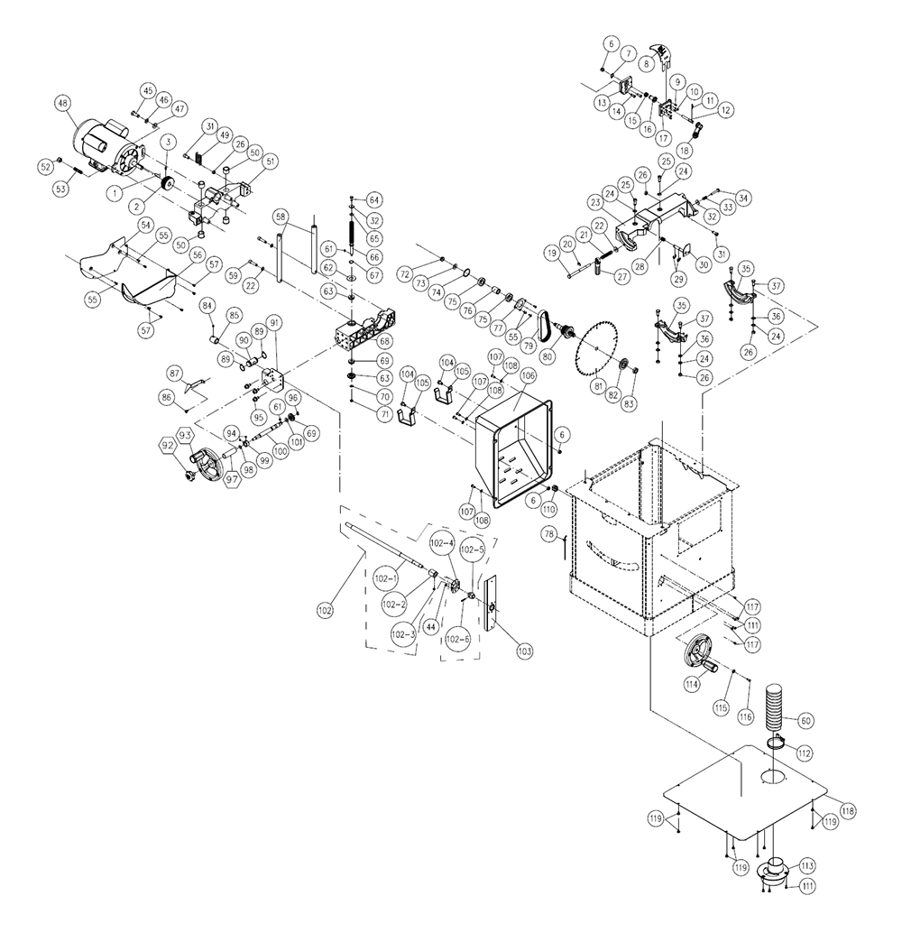 Fig-0 Diagram and Parts List for 725004K  Jet Table Saw