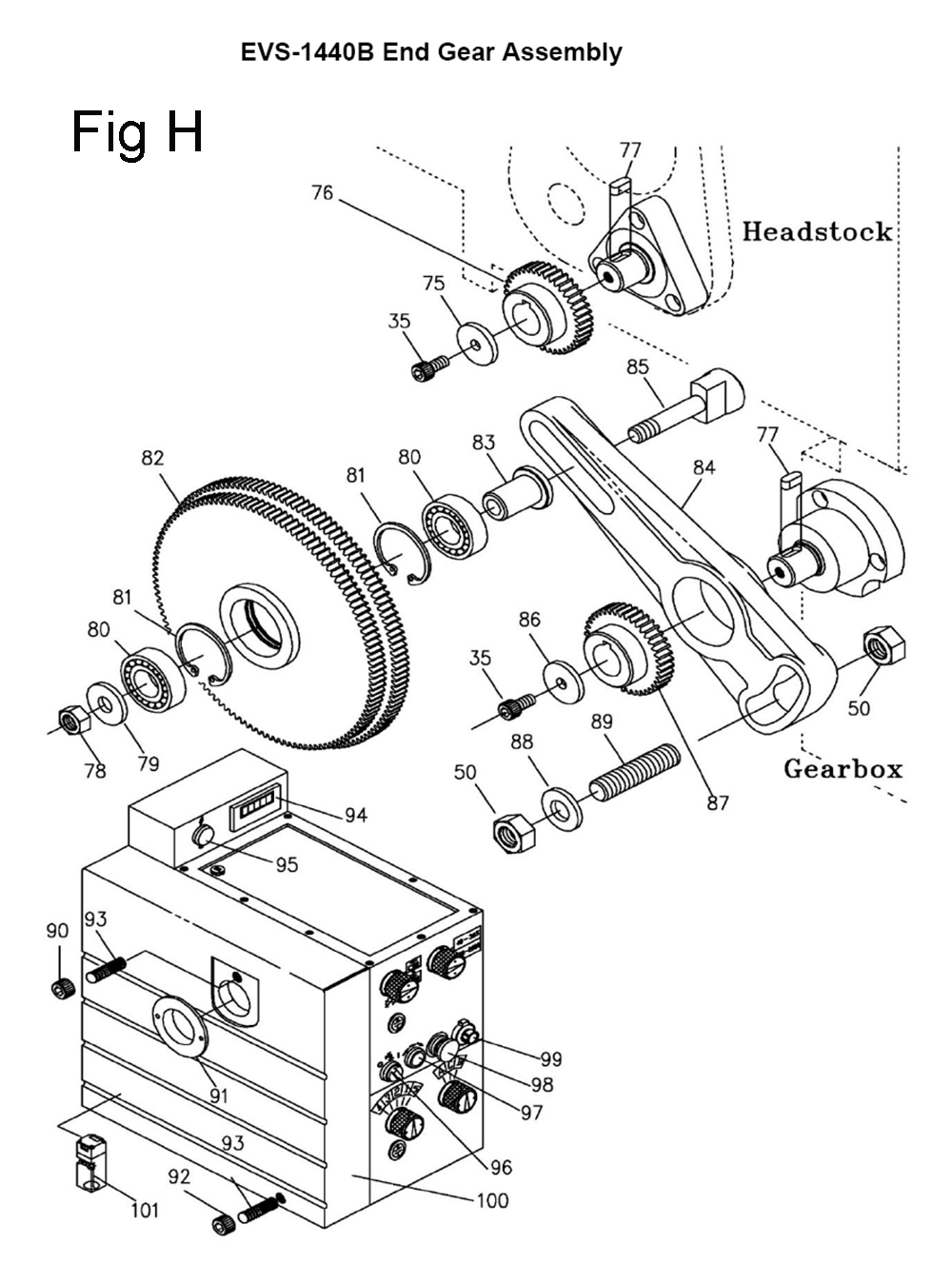 Fig-14 Diagram and Parts List for 311450  Jet Lathe