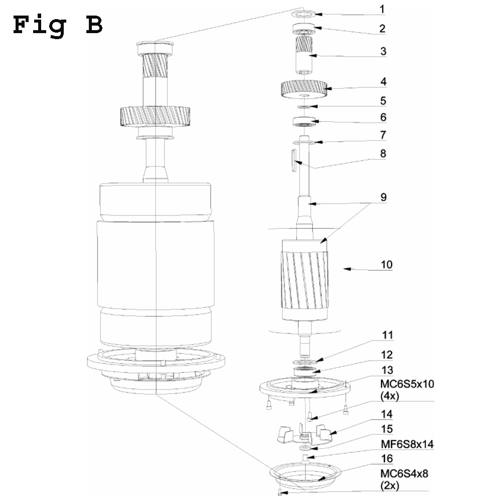 Fig-6 Diagram and Parts List for J-A3008-4 354035 Jet Drill Press