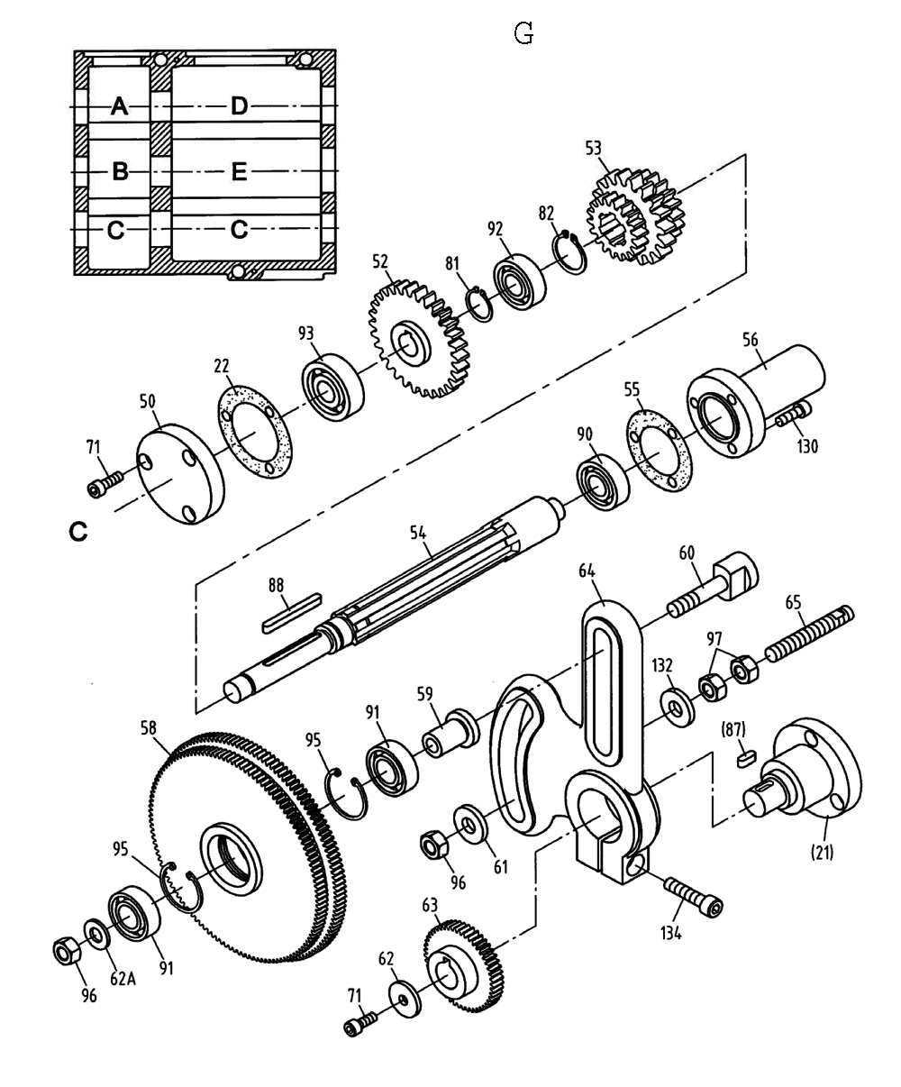 Fig-7 Diagram and Parts List for 321125  Jet Lathe